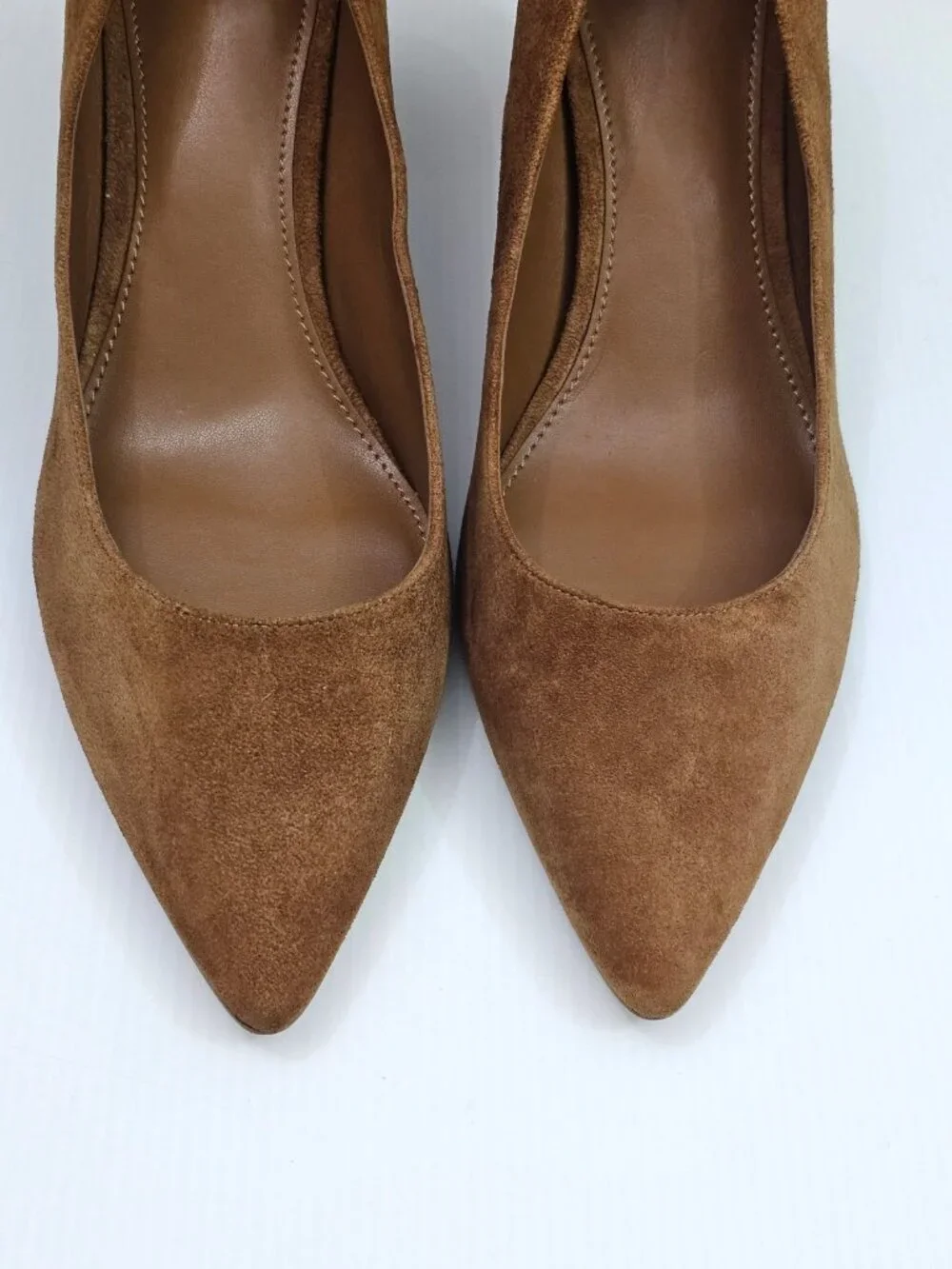 Marc Fisher LTD Yehudi Pointed Toe Pumps Womens 11 Natural Tan Suede Block Heel